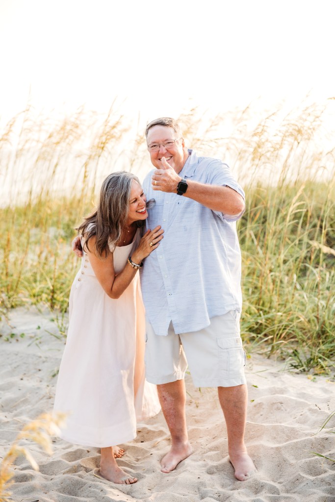 Laughing on the beach